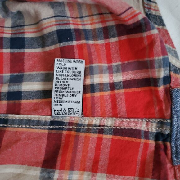 Paper Denim & Cloth Men's Red Plaid Snap Button Long Sleeve Shirt Size Large - Picture 9 of 12